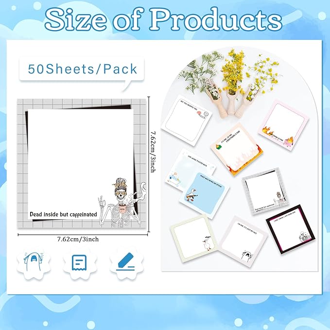 Lovarywow Funny Sticky Notes Gifts - 9 Pack Funny Sticky Notes 3x3 Inch Office Gifts for Coworkers Everything is Fine Post Memo Pads Work Gag Self-Stick Notepads Office Study Supplies 450 Sheets
