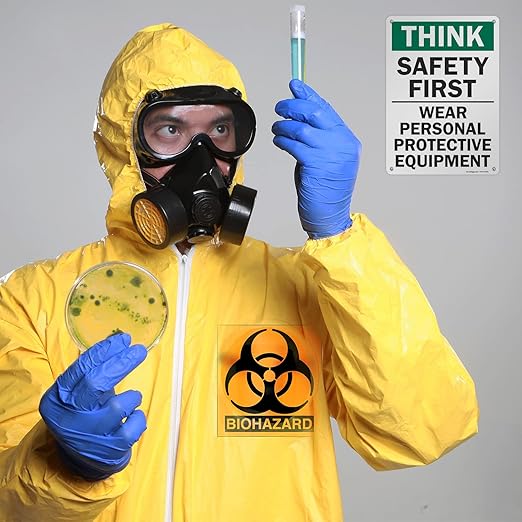 SmartSign - S-2917-AL-14 "Think Safety First - Wear Personal Protective Equipment" Sign | 10" x 14" Aluminum 10" x 14" Non-Reflective Aluminum