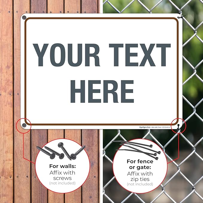 Custom Sign, Personalized Metal Signs, Customize for Office, Business, Workplace, Home, Airbnb, Delivery Brown Signs, 10x14 Inches, Rust Free .040 Aluminum, Fade Resistant, Made in USA by Sigo Signs