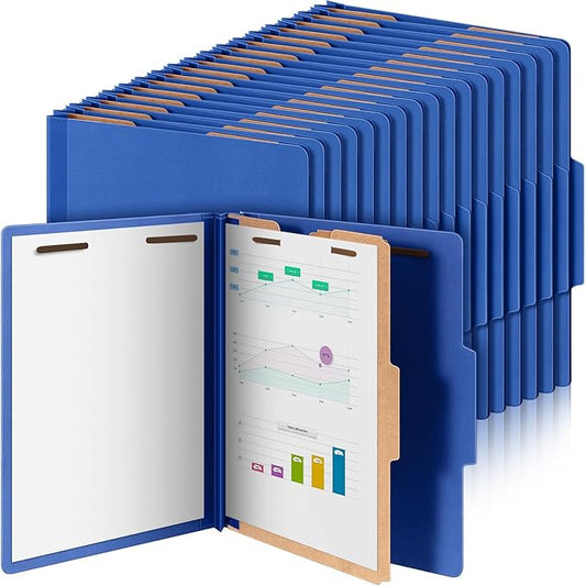 Skyygemm 72 Pcs Classification Folders Letter Size, 1 Divider Pressboard File Folder with Fasteners, Expanding File Organizer Bulk for School Teachers, Office Employee, Coworker, Staff (Dark Blue)
