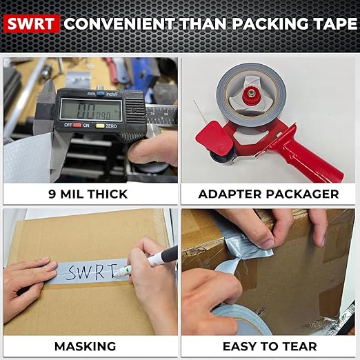 SWRT 24-Pack 9 Mil Silver Heavy Duty Duct Tape Strong Adhesive, 2 Inch x 720 Yd Duct Heavy Duty Waterproof All Weather Gray Duct Tape No Residue Sealing & Patching for Indoor&Outdoor Repair