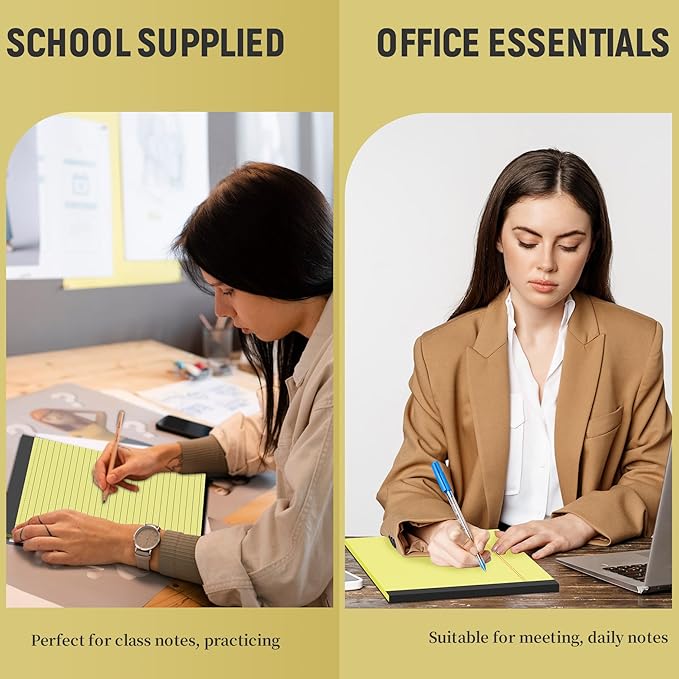 Legal Pads 8.5 x 11, 3 Pack Yellow Note Pads 8.5 x 11 Writing Pads Perforated Paper Tablets 8-1/2 x 11 Wide Ruled Legal Notepads Lined Pads of Paper Notepads Yellow Notebook 30 Sheets Per Notepad