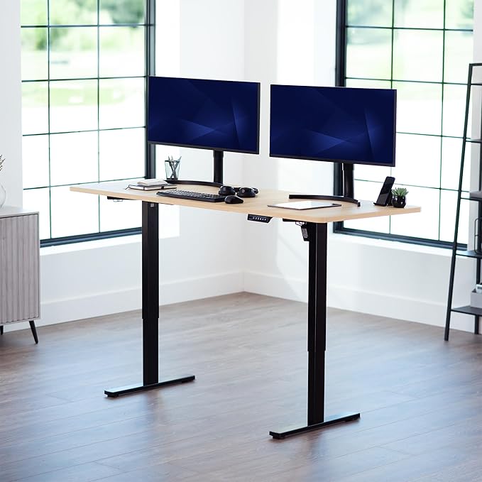 VIVO Electric 71 x 30 in Standing Desk, Memory Height Adjustment, 1B Series, Holds 220 lbs, Light Wood Top Black Frame, DESK-KIT-1B7C