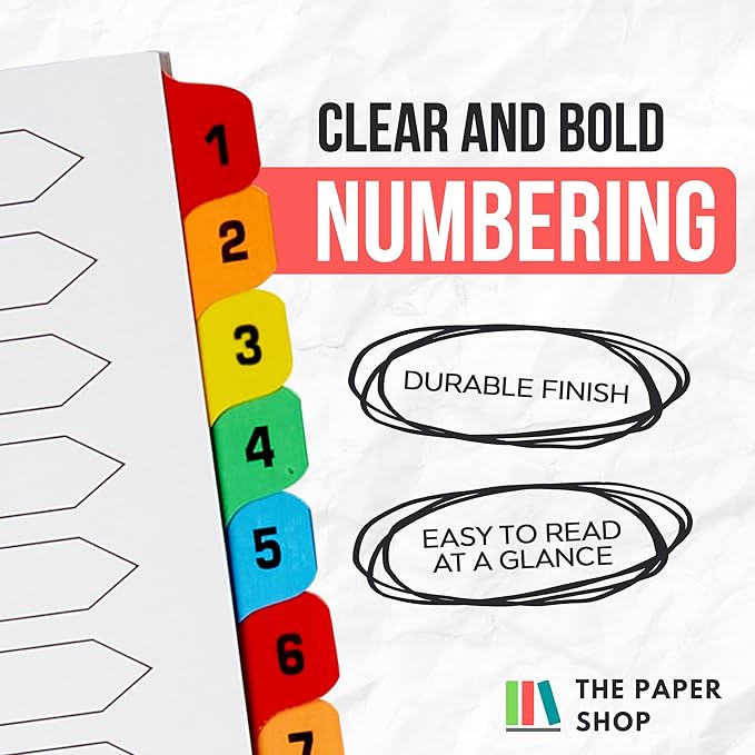 Binder Dividers with Tabs 1-20 Numbered – A4 (3 Pack) | Dividers for 3 Ring Binder | Numbered Tab Dividers for Office, School & Home Organization - The Paper Shop