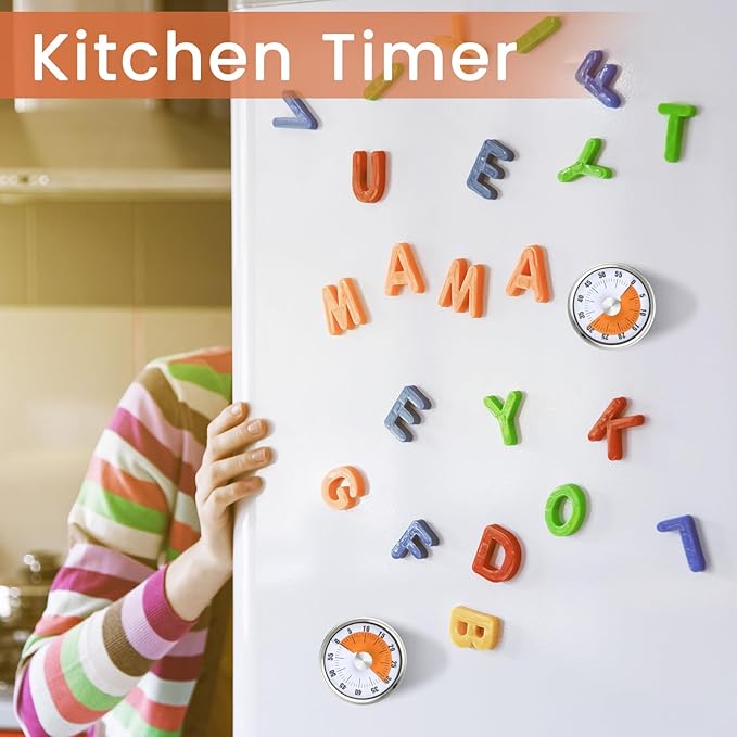 6 Pcs 60 Minute Visual Kitchen Timer Small Classroom Timers with Loud Alarm Stainless Steel Mechanical Timers for Classroom Desk Teaching Chef Countdown Egg Baking Office Cooking(Red)