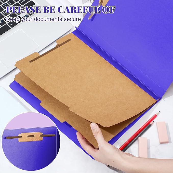 Skyygemm 36 Pcs Classification Folders Letter Size, 2 Divider Pressboard File Folders with 3. 5 Inch Expansion, 2 Prongs Fastener, Heavy Duty Office File Organizers for Teachers, Medical (Purple)