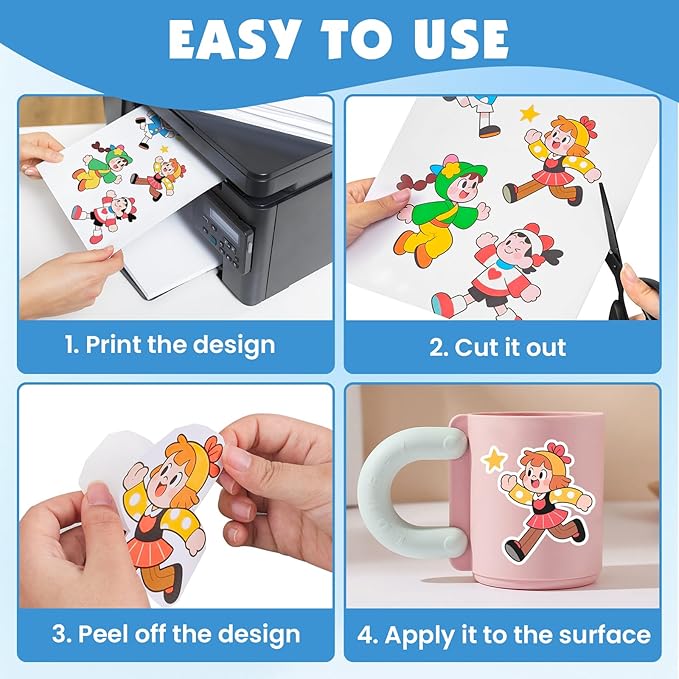150 Sheets Glossy Sticker Paper, 8.5in x 11in Sticker Paper for Inkjet Printer, Self-adhesive Printable Sticker Papers, Vibrant Colors, Dries Quickly, US Letter Size