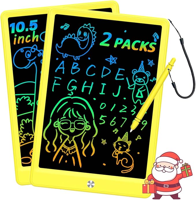 BUKEBU LCD Writing Tablet Doodle Board, Colorful Drawing Pad, Electronic Drawing Tablet, Drawing Pads,Travel Gifts for Kids Ages 3 4 5 6 7 8 Year Old Girls Boys (10.5 inch, Yellow+Yellow)