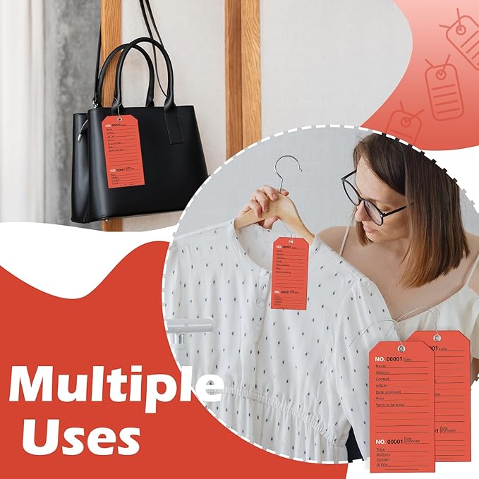100 Pack Red Repair Tags with Wire Rope Service Repair Tags Numbered with Wire Durable 2.6 x 5.25 Inch Labels for Production Equipment Maintenance Price Notice (100, Red, 2.6x5.25in)