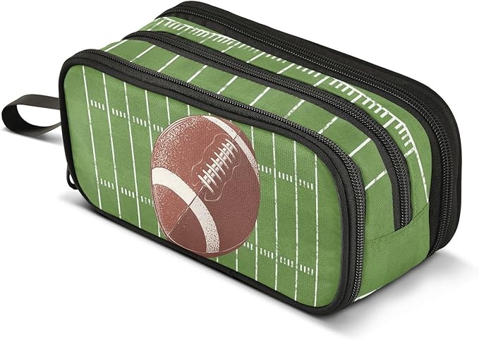 DVGMBXY Football Pencil Case Box for kids Teens Boys Girls Large Pencil Pouch with Zipper Compartments Big Capacity Stationery Pen Bag Organizer for Kids Teens Adults School Office