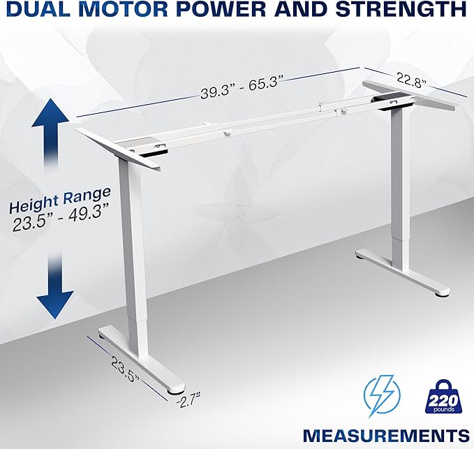 VIVO Electric Dual Motor Stand Up Desk Frame for 40 to 85 inch Table Tops, Frame Only, 3 Stage Height Adjustable DIY Workstation with Memory Controller, White, DESK-V103EW