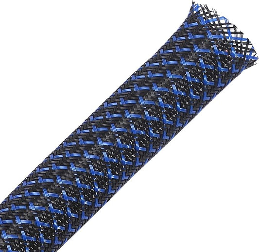 100ft - 1 inch PET Expandable Braided Sleeving – BlackBlue – Alex Tech Braided Cable Sleeve