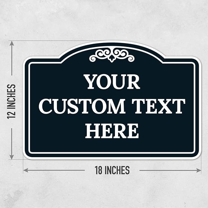 Custom Decorative Sign, Personalized Metal Sign for Business, Driveway, Home, Airbnb, Office Door Plaque, Black Background 12x18 Inches, ACM, Fade Resistant, Made in USA by Sigo Signs
