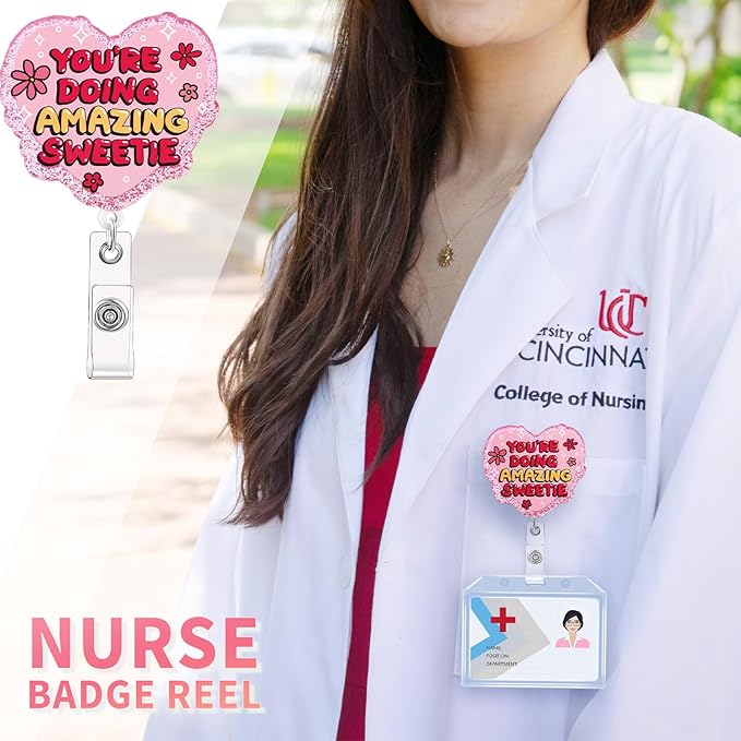 Aoryalps Retractable Badge Reel Holder Retractable with ID Clip for Nurse Nursing Name Tag Card Nursing Student Teacher Doctor Medical Assistant Work Office Clip-Gifts for Nurse