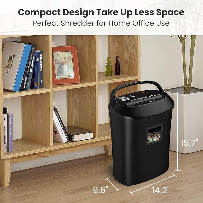 VidaTeco Paper Shredder 14-Sheet Cross-Cut Shredder with US Patented Cutter,Also Shreds Card/CD,Heavy Duty Paper Shredding Machine for Home Office,Fast with Jam Proof System,6.6-Gallon Basket (ETL)