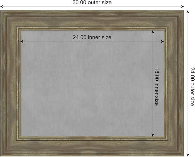 Amanti Art Grey Framed Magnetic Board 24x30 Medium Vision Board for use with Magnets, 100% Metal Sheet to Display Items as Office Decor or for Home Organization in mudroom, Kitchen or Kids Room