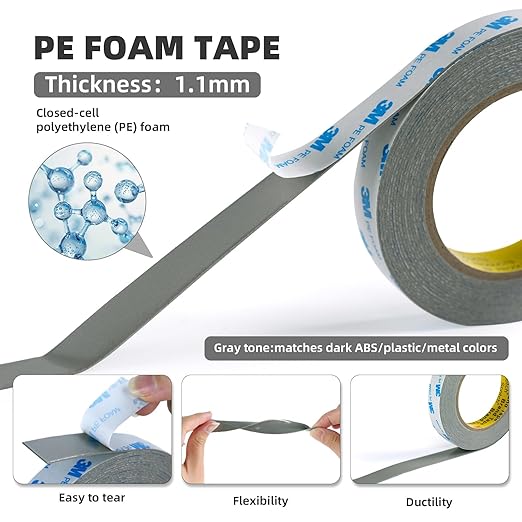 3M Double Sided Foam Tape 0.39in x 20Ft Removable No Damge Double Sided Wall Tape Heavy Duty PE Foam Mounting Tape Waterproof for Hanging Pictures, Poster, Home Decor, Signs, DIY
