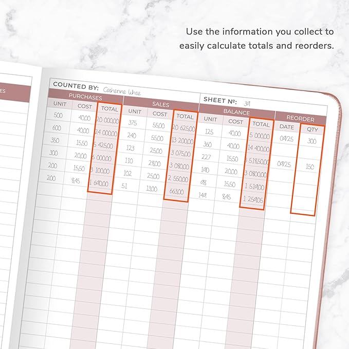 Clever Fox Inventory & Sales Log Book for Small Business – Inventory Ledger Book, Inventory Notebook, Order Tracker Book for Purchases, Sales & Reorders – Undated, Hardcover, A5, Rose Gold