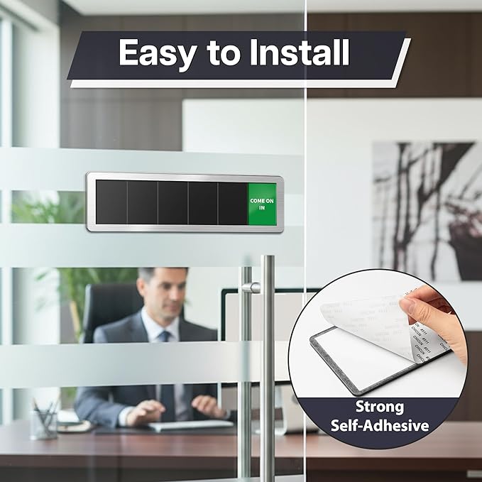 Office Door Signs-Meeting in Progress Door Sign with 6 Options, Do Not Disturb, In a Meeting, Out of Office, Working from Home, Come on in, Back Soon, Business Privacy Sign Shows the Status of the Person Inside the Room