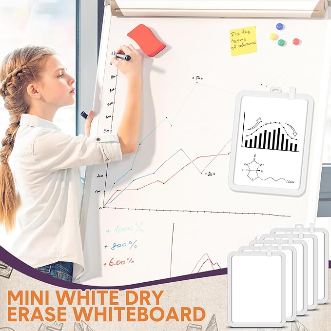 Outus 10 Pcs Dry Erase Mini White Boards Bulk 8.5 x 11'' Small Magnetic Whiteboard Double Sided Colored Writing Boards for Kids Students Locker Fridge(White)