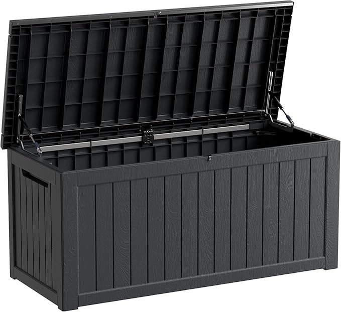Yardgrace Heavy-Duty 270 Gallon Waterproof Deck Storage Box, Outdoor Storage for Garden & Patio, Lockable Resin Storage Chest for Pool Accessories, UV-Resistant, Onyx Black