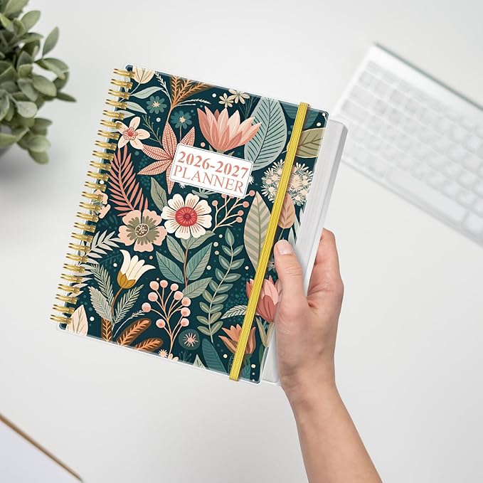 2026-2027 Planner - 18 Months Weekly & Monthly Planner from January 2026 - June 2027, Planners 2026-2027 with Elastic Closure, Inner Pocket, 8.5" x 11", Flower-C