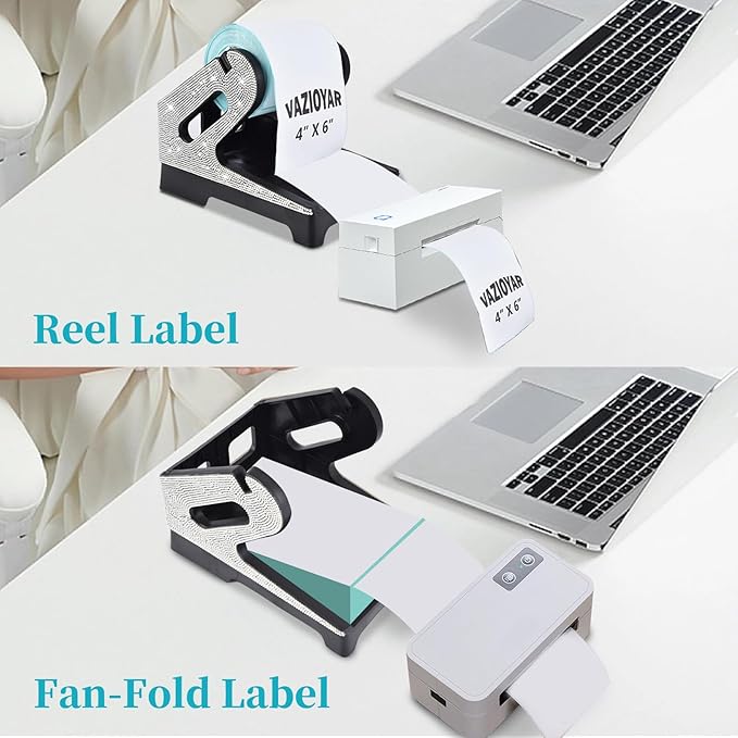 Vazioyar Shining Rhinestone Label Holder,Thermal Label Holder for Rolls and Fan-Fold Labels, Sticker Roll Holder Work with Desktop Label Printer, Label Stand Shipping Supplies for Home Office