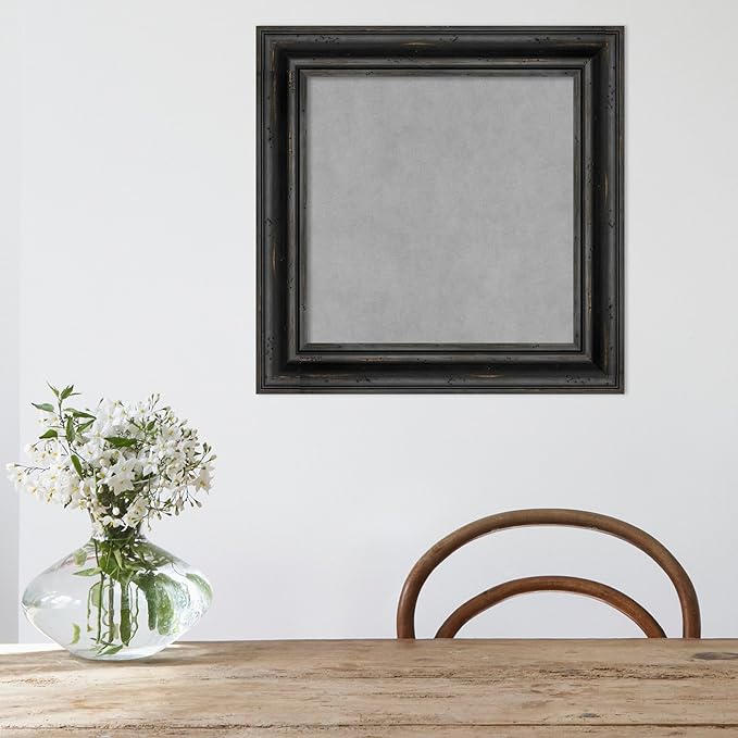 Amanti Art Black Framed Magnetic Board 21x21 Small Vision Board for use with Magnets, 100% Metal Sheet to Display Items as Office Decor or for Home Organization in mudroom, Kitchen or Kids Room