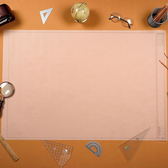 Gilprop 10 Sheets Architectural Vellum Paper 24" x 36" Drafting Vellum Tracing Sheets White Translucent Drafting Paper Rag with Border and Title Block for Drawing Sketching Architecture Building