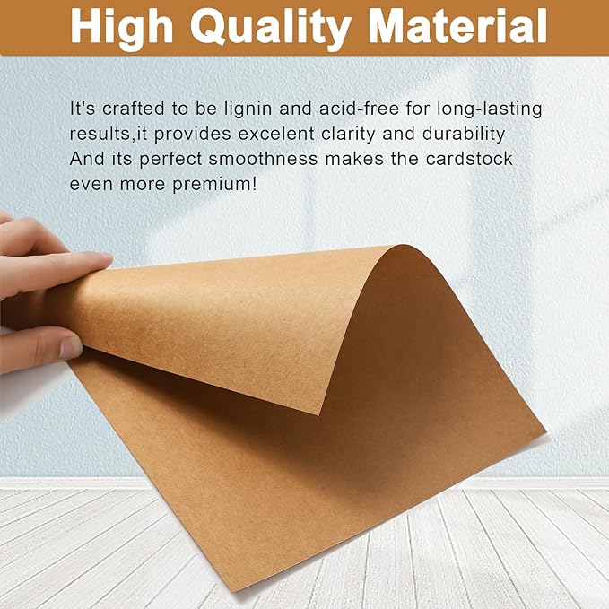 Silunkia 28 Sheets Brown Cardstock 8.5 x 11 Kraft Paper, 92lb Heavyweight paper Card Stock for Greeting Cards, Wrapper, Office Printing, Stationery, Invitations, Certificates
