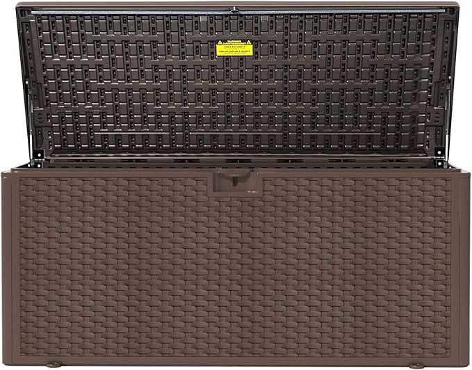 PATIOEASY 180GAL Deck Box -Grey,Wheeled Footlocker,Waterproof Resin Storage Bin for Patio Cushions