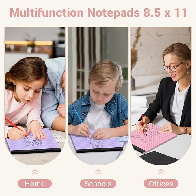 Roneky Legal Pads 8.5 x 11 Colored Note Pads, 2 Pack Notepads 8.5 x 11 Lined Paper, Colored Notebook Paper Writing Pads 30 Sheets per Colored Paper Pads for Purple Legal Pads Home Office School