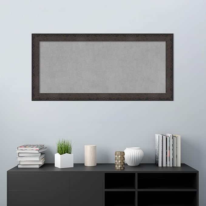 Amanti Art Black Framed Magnetic Board 25x53 Oversize Vision Board for use with Magnets, 100% Metal Sheet to Display Items as Office Decor or for Home Organization in mudroom, Kitchen or Kids Room
