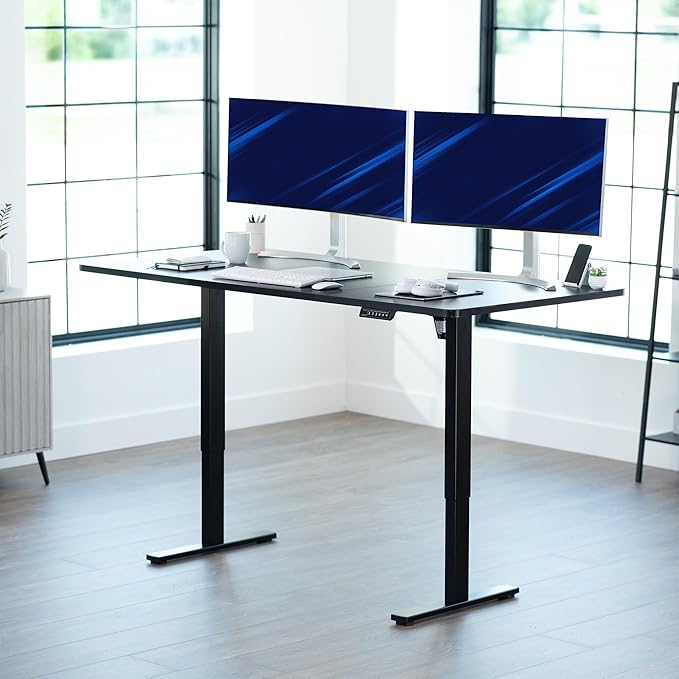 VIVO Electric 71 x 36 in Standing Desk, Memory Height Adjustment, 1B Series, Holds 220 lbs, Black Top Black Frame, DESK-KIT-1B7B-36