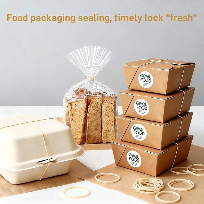 Rubber Bands Office Supplie 1100Pcs(approx. 1LB) Size #16 Rubberbands Light Brown Elastics Rubber Bands Thin Small Rubber Band for Office Home Supply File Folder