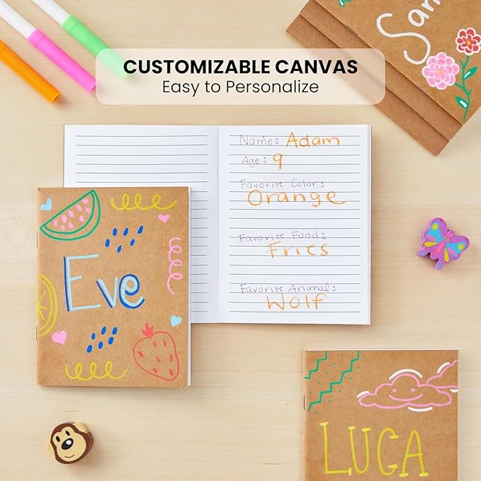Small Lined Notebooks Bulk – Kraft Paper Cover, 48 Pack 4.25 x 5.5 in Mini Composition Journals for Kids, Students, Travel, DIY Crafts, Note-Taking, Scrapbooking, Pocket-Size Writing Journals