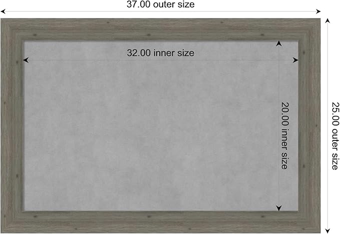 Amanti Art Grey Framed Magnetic Board 25x37 Large Vision Board for use with Magnets, 100% Metal Sheet to Display Items as Office Decor or for Home Organization in mudroom, Kitchen or Kids Room