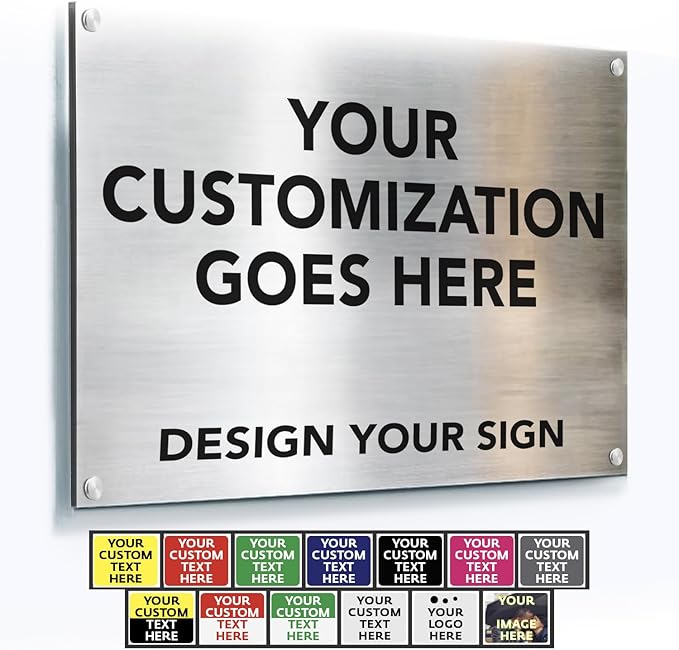 Custom Outdoor Metal Signs, Personalized Aluminum Signs, Customized Safety Signs, Metal Business Signs, Waterproof Outdoor Business Signs, White Aluminum (Silver Brushed, 30x24 In)