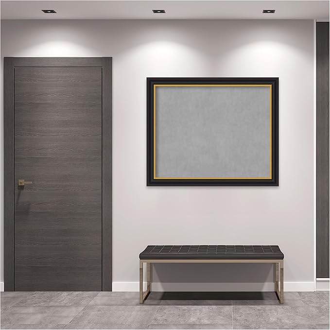 Amanti Art Black Framed Magnetic Board 38x46 X-Large Vision Board for use with Magnets, 100% Metal Sheet to Display Items as Office Decor or for Home Organization in mudroom, Kitchen or Kids Room
