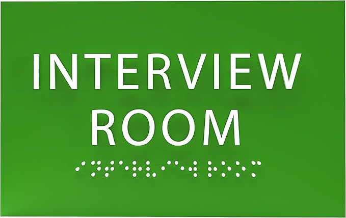 ADA CENTRAL SIGNS - 6" X4" Interview Room Sign - ADA Compliant Tactile Graphics Grade 2 Braille Text Acrylic Wall Sign | Privacy, Meeting, Room Name Sign for Schools, Hospitals, Offices, & Apartments