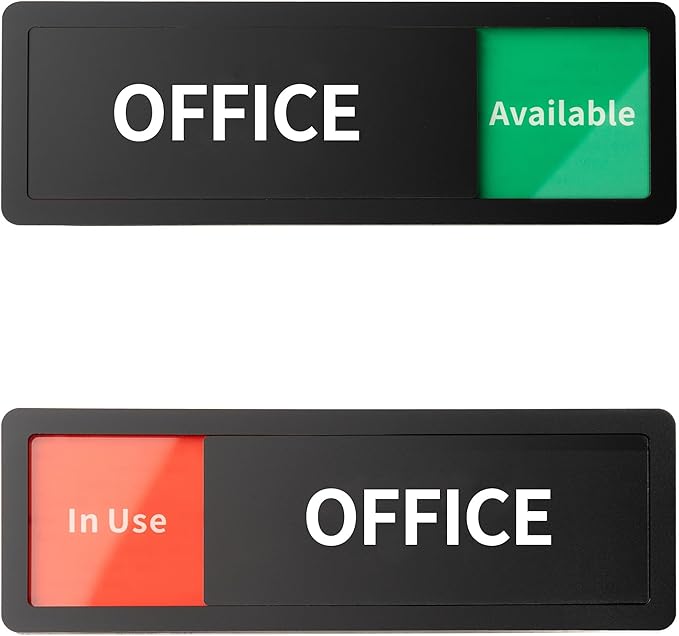 Office Room Door Sign Do Not Disturb,Versatile In-Use/Available Slider Sign for Office Home, Meeting Vacant Occupied Privacy Room Sign,Frosted Black 8" x 2.6"