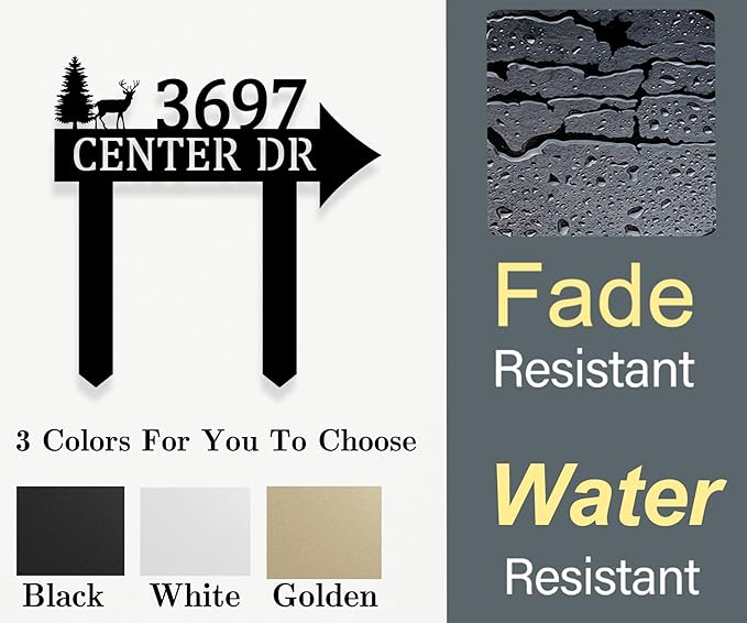 Custom Metal Yard Arrow Address Sign with Stake,Personalized Address Yard Signs with Stakes, Custom House Numbers for OutsidePersonalized House Number Sign, Personalized Housewarming Gifts
