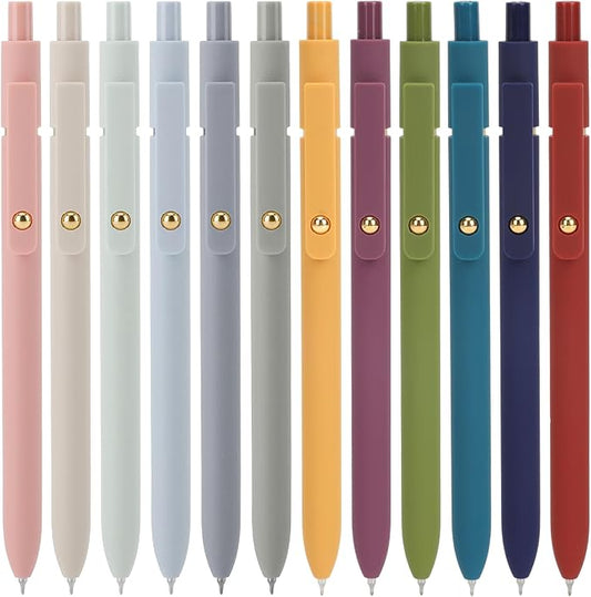 Ddaowanx Gel Pens, 0.5mm Quick Dry Black Ink Pens Fine Point Smooth Writing Pens, Cute Office School Supplies Gifts for Women (24 Pcs Vintage+Morandi-Black Ink)