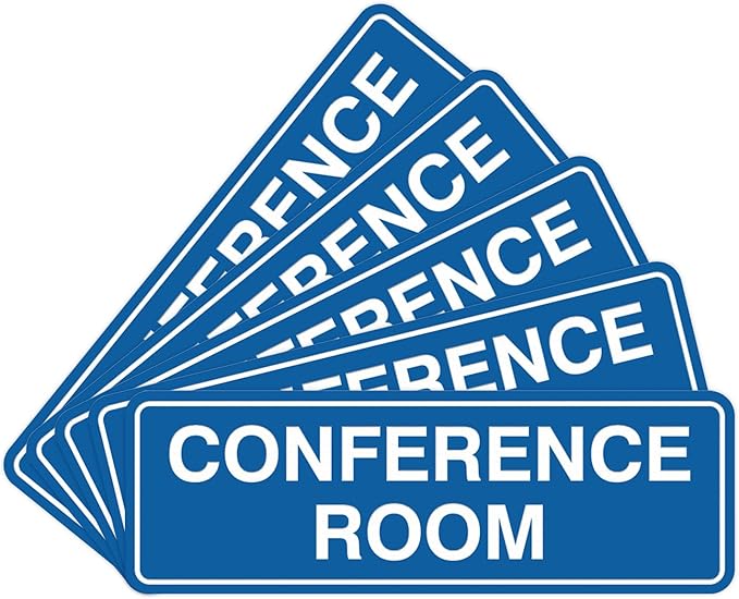 Standard Conference Room Sign - Blue - Small 5 Pack