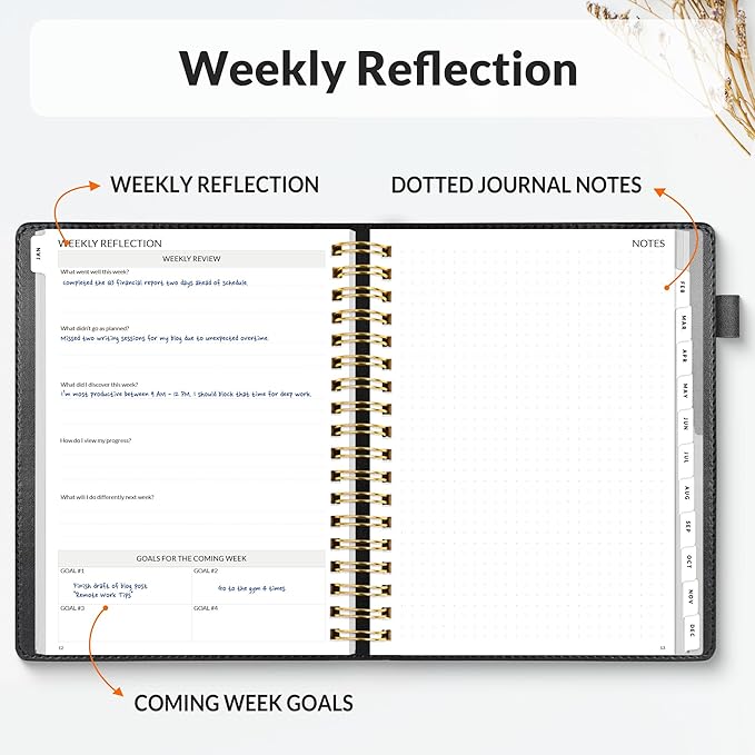 SUNEE 2026 Planner 5.9" x 8.3" – Dated Productivity Planner for Time Management - Daily,Weekly & Monthly Planner to Achieve Goals - Planner 2026 dated from January 2026 – December 2026,Black