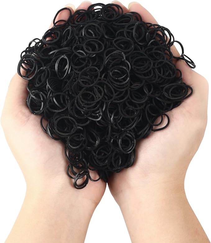 3000pcs small black rubber bands for hair soft little mini elastic hair rubber bands for Braids crafts Office Supplies School 0.38lbs small size 0.59inch
