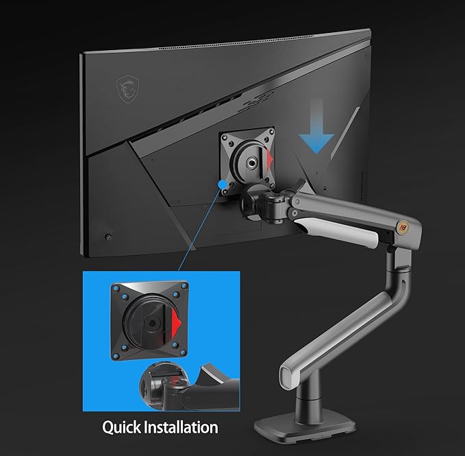 NB Ergonomic Gaming Monitor-Arm for Flat/Ultrawide/Curved Monitors 27'' to 50 inch, Heavy Duty Mount Load up to 18 kg, VESA 75/100 mm Monitor-Mount A5
