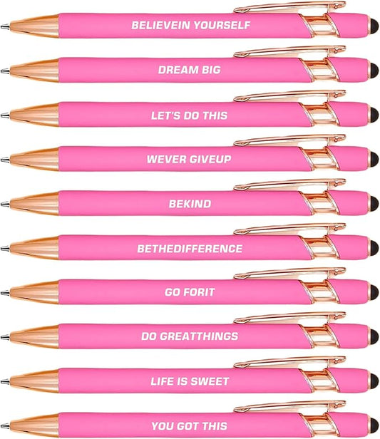CRME 10pcs Nurse Pens Set Fancy Gift Pens with Inspirational Quotes Basics Office Supplies Party Favors for Women Holiday or Birthday for Nurse and Girl