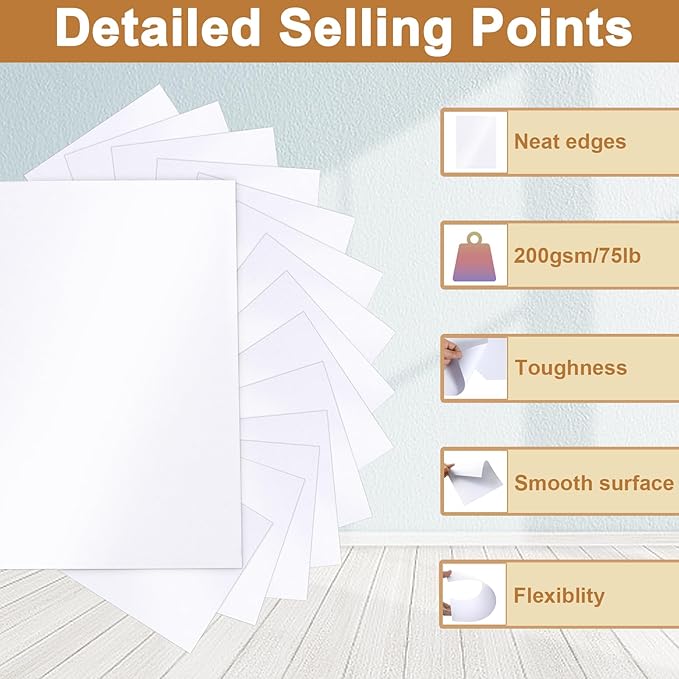 Silunkia 100 Sheets White Shimmer Cardstock 8.5 x 11 Certificate Paper, 75lb Glossy White Card Stock Printer Paper for Thank You Cards, Business Cards, Wedding Invitations, Scrapbooking