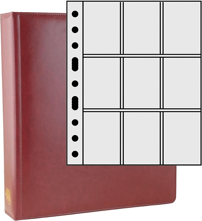 Ursae Minoris Manor Library Deluxe 3 Q-Ring Standard Format Binder for Up to 1800 Sports / Trading Cards - Burgundy
